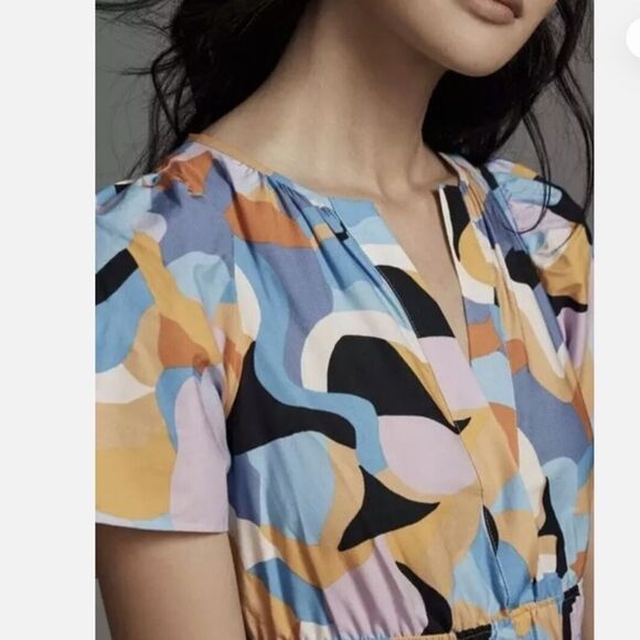 Anthropologie The Somerset Maxi Dress Blue Orange Fall Size Large - Picture 2 of 5